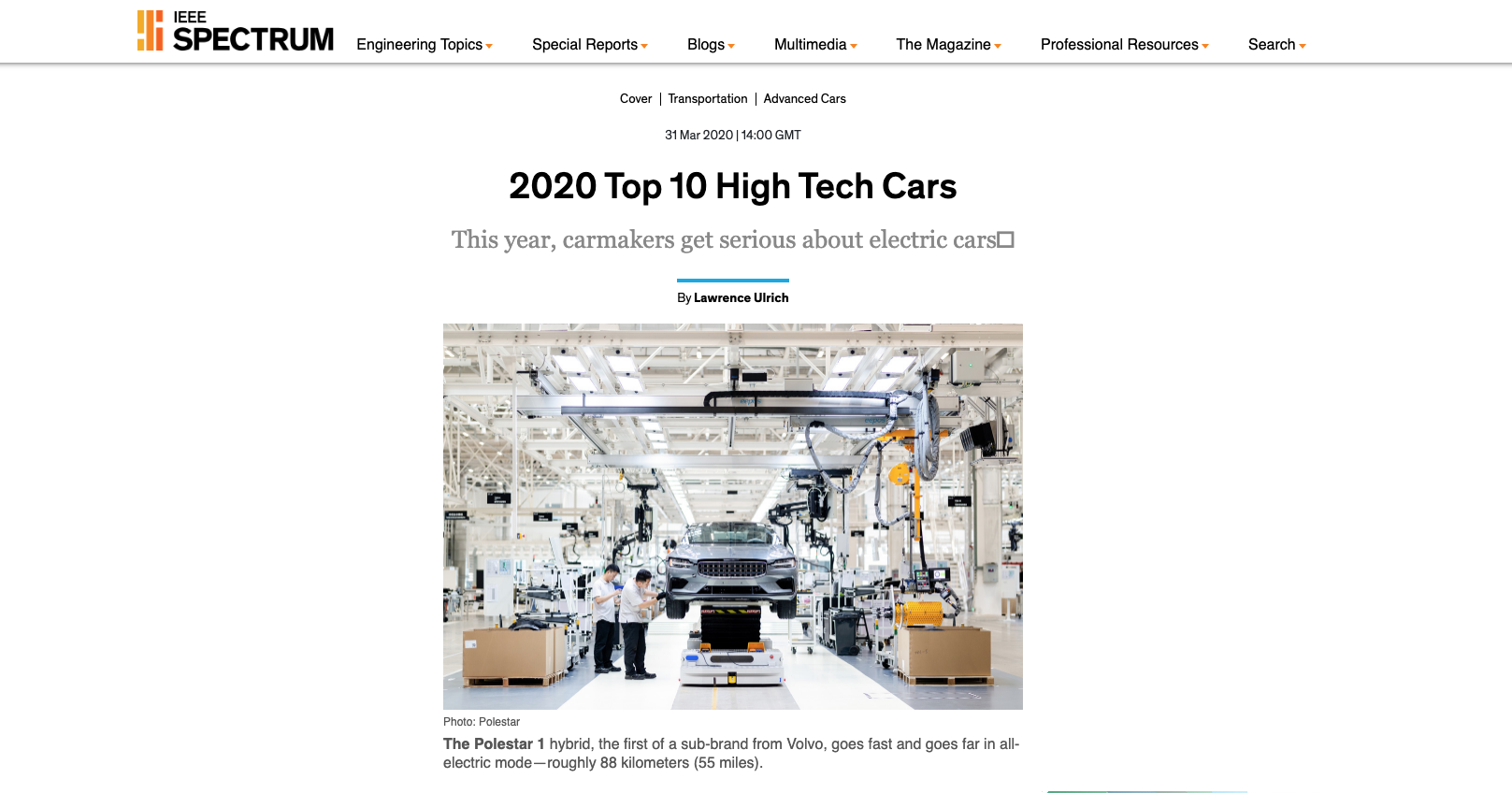 IEEE Top 2020 Cars